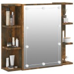 vidaXL Dulap cu oglindă și LED, stejar fumuriu, 70x16,5x60 cm vidaXL Dulap cu oglindă și LED, stejar fumuriu, 70x16,5x60 cm