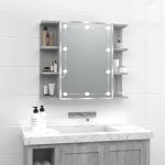 vidaXL Dulap cu oglindă și LED, gri sonoma, 70x16,5x60 cm vidaXL Dulap cu oglindă și LED, gri sonoma, 70x16,5x60 cm