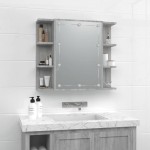 vidaXL Dulap cu oglindă și LED, gri sonoma, 70x16,5x60 cm vidaXL Dulap cu oglindă și LED, gri sonoma, 70x16,5x60 cm