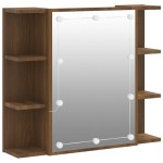 vidaXL Dulap cu oglindă și LED, stejar maro, 70x16,5x60 cm vidaXL Dulap cu oglindă și LED, stejar maro, 70x16,5x60 cm