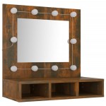 vidaXL Dulap cu oglindă și LED, stejar fumuriu, 60x31,5x62 cm vidaXL Dulap cu oglindă și LED, stejar fumuriu, 60x31,5x62 cm