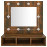 vidaXL Dulap cu oglindă și LED, stejar fumuriu, 60x31,5x62 cm vidaXL Dulap cu oglindă și LED, stejar fumuriu, 60x31,5x62 cm