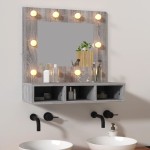 vidaXL Dulap cu oglindă și LED, gri sonoma, 60x31,5x62 cm vidaXL Dulap cu oglindă și LED, gri sonoma, 60x31,5x62 cm