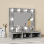 vidaXL Dulap cu oglindă și LED, gri sonoma, 60x31,5x62 cm vidaXL Dulap cu oglindă și LED, gri sonoma, 60x31,5x62 cm