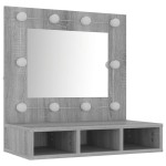 vidaXL Dulap cu oglindă și LED, gri sonoma, 60x31,5x62 cm vidaXL Dulap cu oglindă și LED, gri sonoma, 60x31,5x62 cm