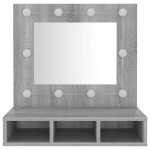 vidaXL Dulap cu oglindă și LED, gri sonoma, 60x31,5x62 cm vidaXL Dulap cu oglindă și LED, gri sonoma, 60x31,5x62 cm