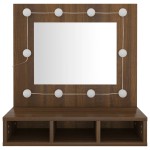vidaXL Dulap cu oglindă și LED, stejar maro, 60x31,5x62 cm vidaXL Dulap cu oglindă și LED, stejar maro, 60x31,5x62 cm