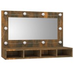 vidaXL Dulap cu oglindă și LED, stejar fumuriu, 90x31,5x62 cm vidaXL Dulap cu oglindă și LED, stejar fumuriu, 90x31,5x62 cm