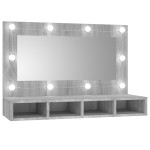 vidaXL Dulap cu oglindă și LED, gri sonoma, 90x31,5x62 cm vidaXL Dulap cu oglindă și LED, gri sonoma, 90x31,5x62 cm