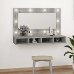 vidaXL Dulap cu oglindă și LED, gri sonoma, 90x31,5x62 cm vidaXL Dulap cu oglindă și LED, gri sonoma, 90x31,5x62 cm