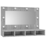 vidaXL Dulap cu oglindă și LED, gri sonoma, 90x31,5x62 cm vidaXL Dulap cu oglindă și LED, gri sonoma, 90x31,5x62 cm