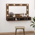 vidaXL Dulap cu oglindă și LED, stejar maro, 90x31,5x62 cm vidaXL Dulap cu oglindă și LED, stejar maro, 90x31,5x62 cm