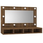 vidaXL Dulap cu oglindă și LED, stejar maro, 90x31,5x62 cm vidaXL Dulap cu oglindă și LED, stejar maro, 90x31,5x62 cm