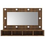 vidaXL Dulap cu oglindă și LED, stejar maro, 90x31,5x62 cm vidaXL Dulap cu oglindă și LED, stejar maro, 90x31,5x62 cm