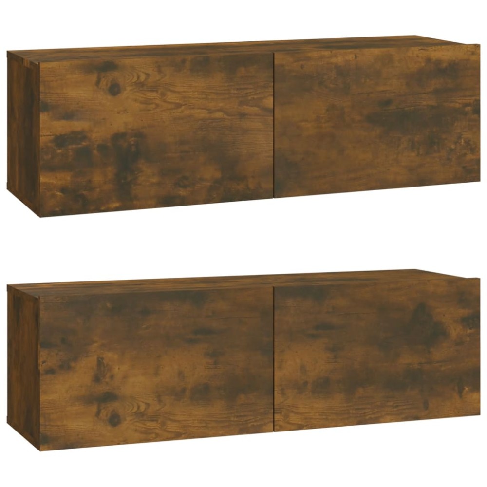 vidaXL Comode TV, 2 buc., stejar fumuriu, 100x30x30 cm, lemn prelucrat