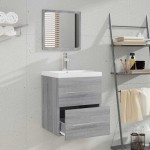 vidaXL Dulap de baie cu oglindă, gri sonoma, 41x38,5x48 cm vidaXL Dulap de baie cu oglindă, gri sonoma, 41x38,5x48 cm