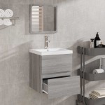 vidaXL Dulap de baie cu oglindă, gri sonoma, lemn prelucrat vidaXL Dulap de baie cu oglindă, gri sonoma, lemn prelucrat