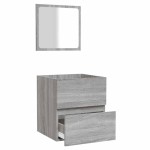 vidaXL Dulap de baie cu oglindă, gri sonoma, lemn prelucrat vidaXL Dulap de baie cu oglindă, gri sonoma, lemn prelucrat