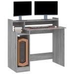 vidaXL Birou cu lumini LED, gri sonoma, 97x90x45 cm lemn prelucrat vidaXL Birou cu lumini LED, gri sonoma, 97x90x45 cm lemn prelucrat