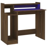 vidaXL Birou cu lumini LED, stejar maro, 97x45x90 cm, lemn prelucrat vidaXL Birou cu lumini LED, stejar maro, 97x45x90 cm, lemn prelucrat