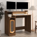 vidaXL Birou cu lumini LED, stejar maro, 97x45x90 cm, lemn prelucrat vidaXL Birou cu lumini LED, stejar maro, 97x45x90 cm, lemn prelucrat