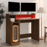 vidaXL Birou cu lumini LED, stejar maro, 97x45x90 cm, lemn prelucrat vidaXL Birou cu lumini LED, stejar maro, 97x45x90 cm, lemn prelucrat