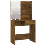 vidaXL Masă de toaletă cu LED, stejar fumuriu, 74,5x40x141 cm
