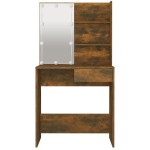vidaXL Masă de toaletă cu LED, stejar fumuriu, 74,5x40x141 cm