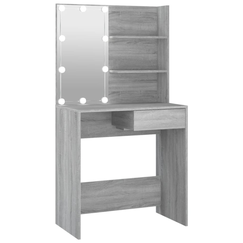 vidaXL Masă de toaletă cu LED, gri sonoma, 74,5x40x141 cm