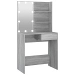 vidaXL Masă de toaletă cu LED, gri sonoma, 74,5x40x141 cm vidaXL Masă de toaletă cu LED, gri sonoma, 74,5x40x141 cm