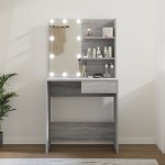 vidaXL Masă de toaletă cu LED, gri sonoma, 74,5x40x141 cm vidaXL Masă de toaletă cu LED, gri sonoma, 74,5x40x141 cm