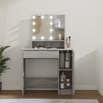 vidaXL Masă de toaletă cu LED, gri sonoma, 86,5x35x136 cm vidaXL Masă de toaletă cu LED, gri sonoma, 86,5x35x136 cm