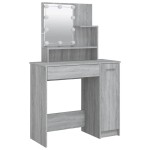 vidaXL Masă de toaletă cu LED, gri sonoma, 86,5x35x136 cm vidaXL Masă de toaletă cu LED, gri sonoma, 86,5x35x136 cm