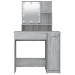 vidaXL Masă de toaletă cu LED, gri sonoma, 86,5x35x136 cm vidaXL Masă de toaletă cu LED, gri sonoma, 86,5x35x136 cm