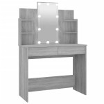 vidaXL Masă de toaletă cu LED, gri sonoma, 96x40x142 cm