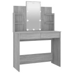 vidaXL Masă de toaletă cu LED, gri sonoma, 96x40x142 cm