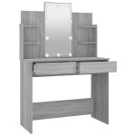 vidaXL Masă de toaletă cu LED, gri sonoma, 96x40x142 cm