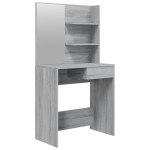 vidaXL Masă de toaletă cu oglindă, gri sonoma, 74,5x40x141 cm vidaXL Masă de toaletă cu oglindă, gri sonoma, 74,5x40x141 cm