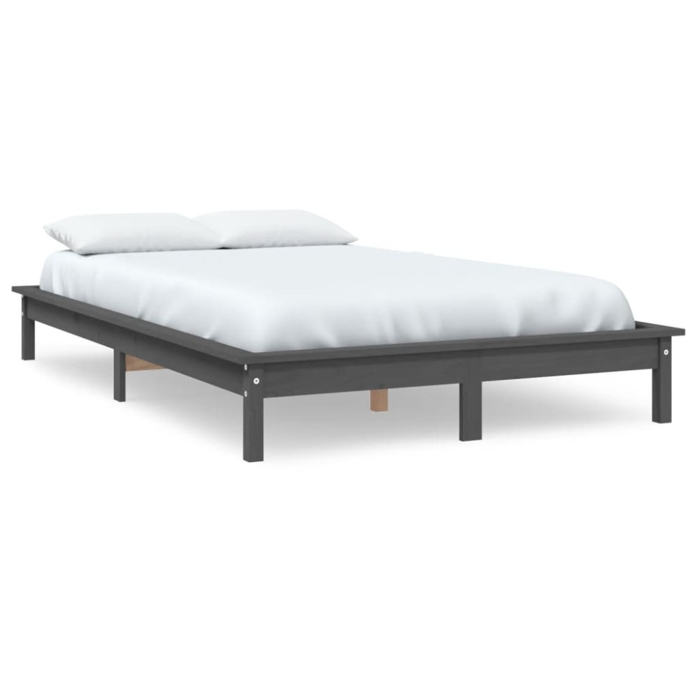 vidaXL Cadru de pat King Size, gri, 150x200 cm, lemn masiv de pin