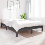 vidaXL Cadru de pat King Size, gri, 150x200 cm, lemn masiv de pin vidaXL Cadru de pat King Size, gri, 150x200 cm, lemn masiv de pin