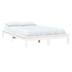 vidaXL Cadru de pat dublu mic, 120x190 cm, alb, lemn masiv de pin