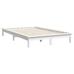vidaXL Cadru de pat dublu mic, 120x190 cm, alb, lemn masiv de pin
