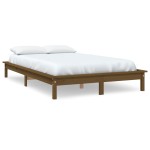 vidaXL Cadru de pat dublu, maro miere, 135x190 cm, lemn masiv de pin
