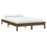 vidaXL Cadru de pat dublu, maro miere, 135x190 cm, lemn masiv de pin