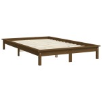 vidaXL Cadru de pat dublu, maro miere, 135x190 cm, lemn masiv de pin
