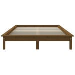 vidaXL Cadru de pat dublu, maro miere, 135x190 cm, lemn masiv de pin