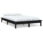 vidaXL Cadru de pat dublu, negru, 135x190 cm, lemn masiv de pin vidaXL Cadru de pat dublu, negru, 135x190 cm, lemn masiv de pin