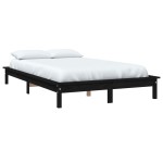 vidaXL Cadru de pat dublu, negru, 135x190 cm, lemn masiv de pin vidaXL Cadru de pat dublu, negru, 135x190 cm, lemn masiv de pin