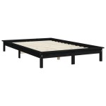 vidaXL Cadru de pat dublu, negru, 135x190 cm, lemn masiv de pin vidaXL Cadru de pat dublu, negru, 135x190 cm, lemn masiv de pin