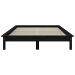 vidaXL Cadru de pat dublu, negru, 135x190 cm, lemn masiv de pin vidaXL Cadru de pat dublu, negru, 135x190 cm, lemn masiv de pin